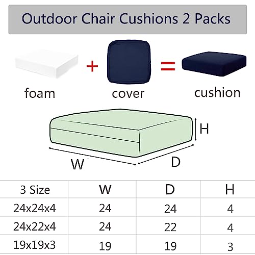 Lmeison Patio Chair Cushions 24 x 24 inch Waterproof Outdoor Chair Cushions Set of 2 Fade Resistant Outdoor Cushions for Patio Furniture Outdoor Seat Cushion for Garden Sofa Couch Chair, Taupe