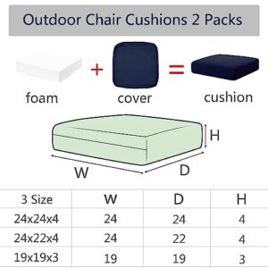 Lmeison Patio Chair Cushions 24 x 22 inch Waterproof Outdoor Chair Cushions Set of 2 Fade Resistant Outdoor Cushions for Patio Furniture Outdoor Seat Cushion for Garden Sofa Couch Chair, Blue