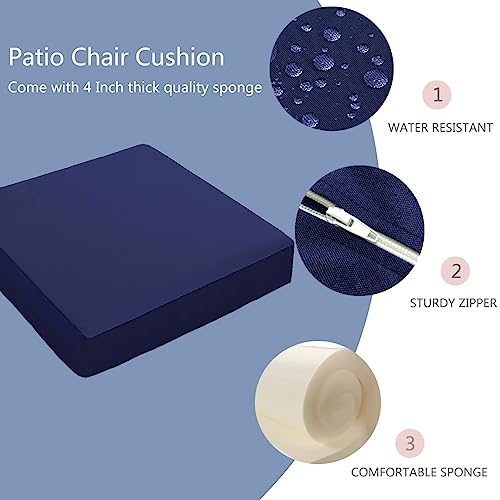 Lmeison Patio Chair Cushions 24 x 22 inch Waterproof Outdoor Chair Cushions Set of 2 Fade Resistant Outdoor Cushions for Patio Furniture Outdoor Seat Cushion for Garden Sofa Couch Chair, Blue