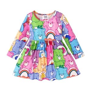 patpat care bears baby toddler girl long-sleeve cute playwear dress 3-4 years multi-color