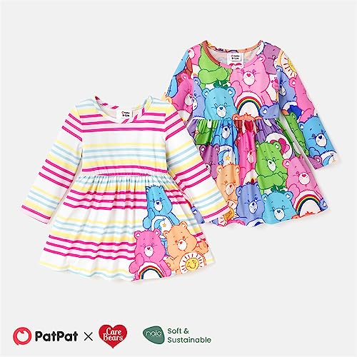 PATPAT Care Bears Baby Toddler Girl Long-Sleeve Cute Playwear Dress 3-4 Years Multi-Color