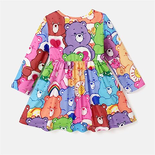 PATPAT Care Bears Baby Toddler Girl Long-Sleeve Cute Playwear Dress 3-4 Years Multi-Color