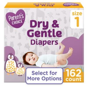 Parent's Choice Dry & Gentle Diapers, Size 1, 162 Count: