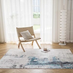 Syalife Washable Living Area Outdoor Rugs, 8'x 10' Rug with Non Slip Backing, Ultra-Thin Abstract Modern Non-Shedding Rug, Floor Mat Indoor Rug (Blue, 8'x 10')