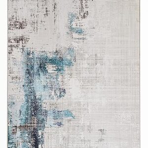 Syalife Washable Living Area Outdoor Rugs, 8'x 10' Rug with Non Slip Backing, Ultra-Thin Abstract Modern Non-Shedding Rug, Floor Mat Indoor Rug (Blue, 8'x 10')