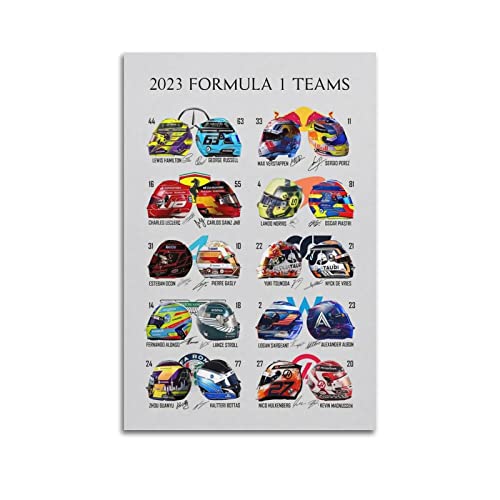 YiYLunneo 2023 Formula One F1 Teams Poster Posters for Room Aesthetic Canvas Wall Art Bedroom Decor 12x18inch(30x45cm)