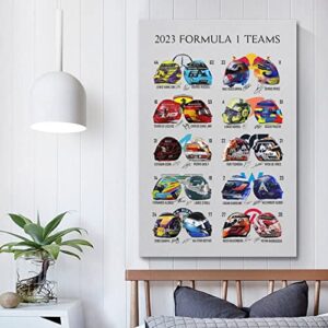 YiYLunneo 2023 Formula One F1 Teams Poster Posters for Room Aesthetic Canvas Wall Art Bedroom Decor 12x18inch(30x45cm)