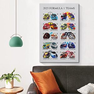 YiYLunneo 2023 Formula One F1 Teams Poster Posters for Room Aesthetic Canvas Wall Art Bedroom Decor 12x18inch(30x45cm)