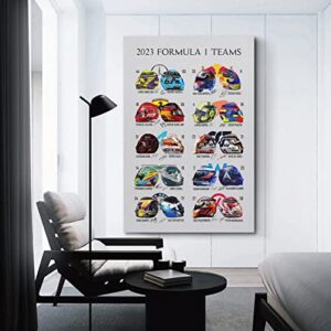 YiYLunneo 2023 Formula One F1 Teams Poster Posters for Room Aesthetic Canvas Wall Art Bedroom Decor 12x18inch(30x45cm)