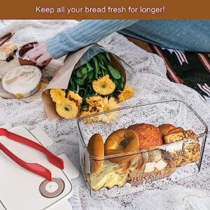 PAIKON 2 Pack Bread Box For Kitchen Countertop, Large Bread Storage, Bread Keeper For Homemade,Clear Airtight Bread Container with Lids, Tongs, Time Recording and,3.4 Qt / 3.2 L Each