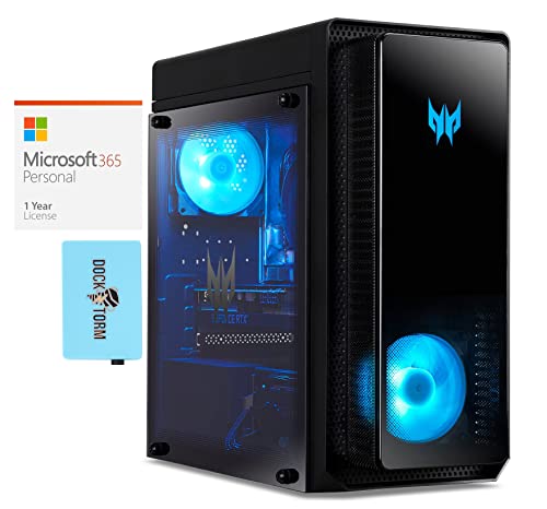 Acer Predator Orion 3000 Gaming & Entertainment Desktop PC (Intel i7-12700F 12-Core, 64GB RAM, 1TB PCIe SSD + 3TB HDD (3.5), Win 11 Home) with MS 365 Personal, Dockztorm Hub