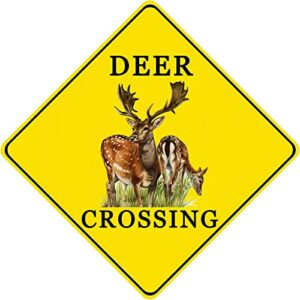 deer crossing sign 12x12" inch deer metal sign funny deer decor street sign outdoor animal crossing sign reflective for farmhouse garage man cave metal sign, idea gifts for friends