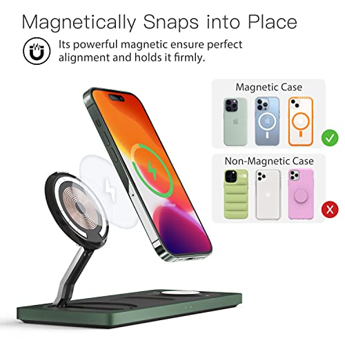 3 in 1 Wireless Charging Station for Apple Device,22W Fast Mag-Safe Charger Stand，Magnetic Wireless Charging Station for iPhone 14 13 12 Pro Max/Plus/Pro/Mini,Apple Watch 8/7/6/5/4/3/2/SE, Airpods