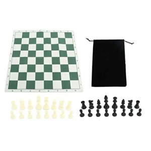 DAUERHAFT International Chess Set, 32Pcs Chess Pieces Portable PU Leather Chessboard Chess Set with Storage Bag, Non Slip Bottom Board Game Set, for Outdoor Camping