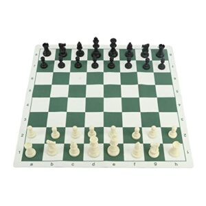 DAUERHAFT International Chess Set, 32Pcs Chess Pieces Portable PU Leather Chessboard Chess Set with Storage Bag, Non Slip Bottom Board Game Set, for Outdoor Camping