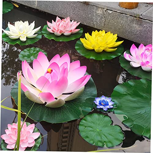 Mipcase 28 Pcs Lotus Decoration Flowers Plants Flower Embellishments Flower Centerpieces Beautiful Flower Props Realistic Water Leaves Lilly Pads Floating Flowers Floating Lotus-Flower