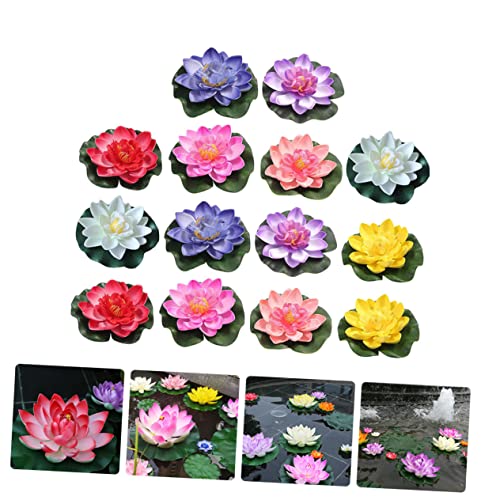 Mipcase 28 Pcs Lotus Decoration Flowers Plants Flower Embellishments Flower Centerpieces Beautiful Flower Props Realistic Water Leaves Lilly Pads Floating Flowers Floating Lotus-Flower