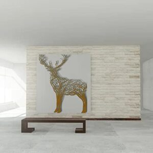 metal wall art, geometric metal deer decor, home office decoration, wildlife lover gift, wall hangings, deer sign, farmhouse décor (gold, 31"x39")