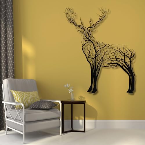 Metal Wall Art, Geometric Metal Deer Decor, Home Office Decoration, Wildlife Lover Gift, Wall Hangings, Deer Sign, Farmhouse Décor (Gold, 31"x39")