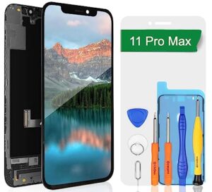 iphone 11 pro max screen replacement - (6.5 inch) model a2161, a2220, a2218-3d touch screen repair kit, display digitizer with waterproof adhesive, tools,tempered glass