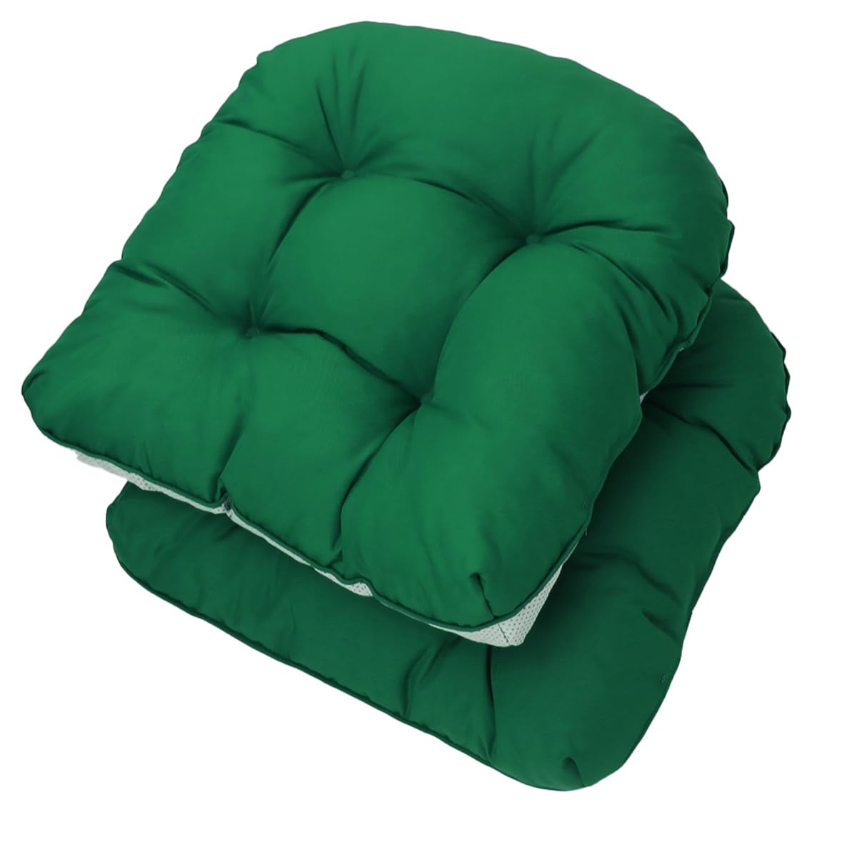 EAIMi Outdoor Chair Cushions - Waterproof Tufted Seat Cushions for Patio Furniture Set of 2 - U Shaped Memory Foam Overstuffed Patio Cushions for Wicker Chair with Round Corner 19"x19"x5" Frost Green