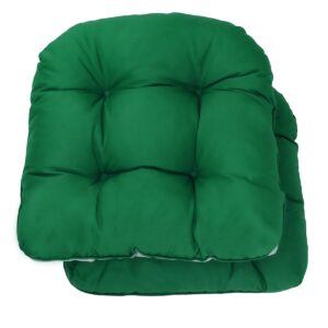 EAIMi Outdoor Chair Cushions - Waterproof Tufted Seat Cushions for Patio Furniture Set of 2 - U Shaped Memory Foam Overstuffed Patio Cushions for Wicker Chair with Round Corner 19"x19"x5" Frost Green