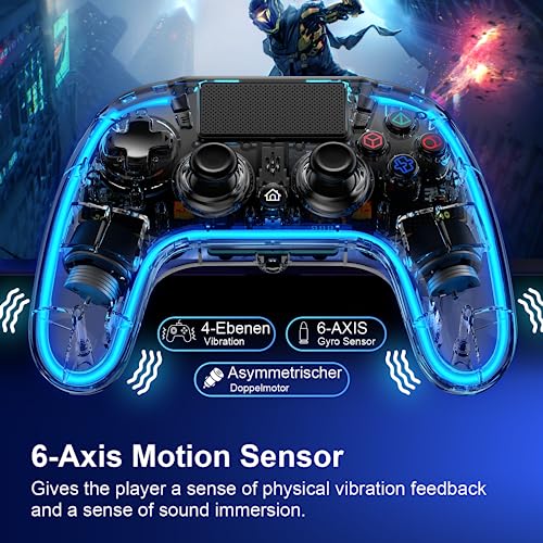 BRHE Wireless Controller for PS4 with Hall Trigger/RGB LED Lights/Programming Funtion,PS4 Controller Remote Joystick Gamepad for PS4 Accessories Game Controller for PlayStation 4/Slim/Pro/PC (RGB)