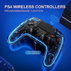 BRHE Wireless Controller for PS4 with Hall Trigger/RGB LED Lights/Programming Funtion,PS4 Controller Remote Joystick Gamepad for PS4 Accessories Game Controller for PlayStation 4/Slim/Pro/PC (RGB)