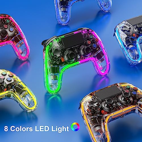 BRHE Wireless Controller for PS4 with Hall Trigger/RGB LED Lights/Programming Funtion,PS4 Controller Remote Joystick Gamepad for PS4 Accessories Game Controller for PlayStation 4/Slim/Pro/PC (RGB)