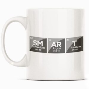 smart periodic table mug gift, white funny sarcasm coffee cup novelty
