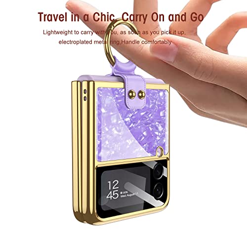 EAXER for Samsung Galaxy Z Flip 3 5G Case, Camera Lens Protection Ring Holder Case Luxury Plating Shockproof Phone Case Cover (Purple)