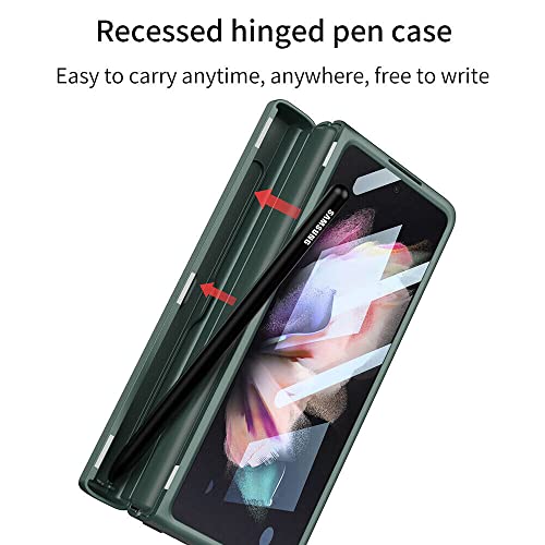 EAXER for Samsung Galaxy Z Fold 3 Case, with Screen Protector Hinge Protection & S Pen Holder Shockproof Rugged Stand Full Coverage Case Cover (Green)