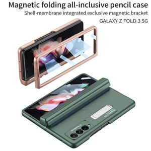EAXER for Samsung Galaxy Z Fold 3 Case, with Screen Protector Hinge Protection & S Pen Holder Shockproof Rugged Stand Full Coverage Case Cover (Green)