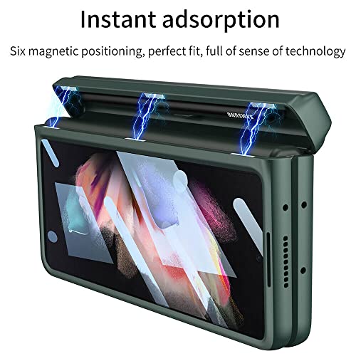 EAXER for Samsung Galaxy Z Fold 3 Case, with Screen Protector Hinge Protection & S Pen Holder Shockproof Rugged Stand Full Coverage Case Cover (Green)