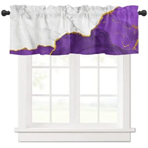 colce valances for windows wild marble pattern gold purple white ombre curtain valance for kitchen basement window curtain decorative rod pocket short winow valance curtains 54" w x 18" l