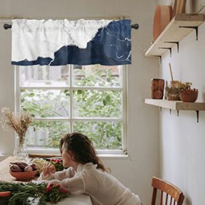 COLCE Valances for Windows Wild Marble Pattern Gold White Navy Ombre Curtain Valance for Kitchen Basement Window Curtain Decorative Rod Pocket Short Winow Valance Curtains 42" W x 12" L