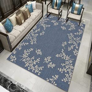 area rug 8x10 feet / 240x300 cm indoor soft low shaggy fluffy pile carpet,for bedroom dining room under kitchen table home office abstract blue floral pattern