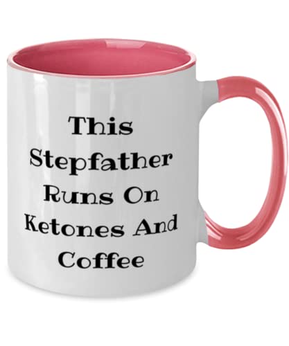 This Stepfather Runs On Ketones And Coffee Two Tone 11oz Mug, Stepfather Cup, Joke Gifts For Stepfather from Son Daughter, Funny two tone 11oz mug gift ideas, Funny two tone 11oz mug gift sets, Funny