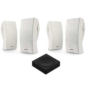 bose 251 outdoor environmental speakers, white, 2 sets with sonos amp 2.1 channel amplifier