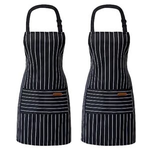 atropos 2 pieces aprons for women with pockets, aprons for men, womens kitchen apron, cooking apron adjustable bib chef apron(unisex)