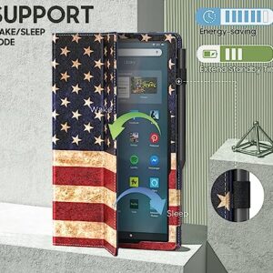 MoKo for Amazon Kindle Fire Max 11 Case (13th Generation, 2023 Release) 11" - Slim Folding Stand Cover Case for Fire 11 Tablet with Auto Wake/Sleep, American Flag