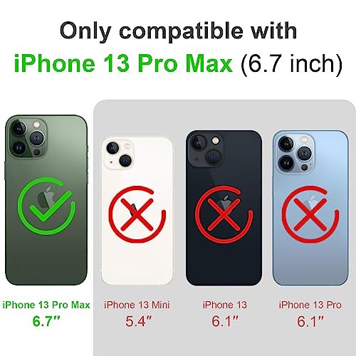 Karrint Clear iPhone 13 Pro Max Magnetic Case with Leather Magnetic Wallet Card Holder [Compatible with MagSafe] [Anti Yellowing] Soft TPU Slim Shockproof Case for iPhone 13 Pro Max Wallet Case-Black