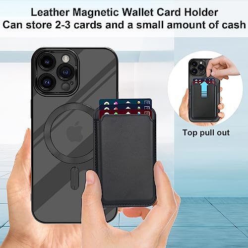 Karrint Clear iPhone 13 Pro Max Magnetic Case with Leather Magnetic Wallet Card Holder [Compatible with MagSafe] [Anti Yellowing] Soft TPU Slim Shockproof Case for iPhone 13 Pro Max Wallet Case-Black