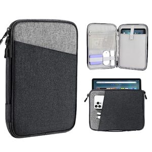 timovo 9-11 inch sleeve case for fire max 11 tablet/all-new amazon kindle fire hd 10 & 10 plus tablet 10.1", protective carrying case bag with elastic handle for kindle fire max 11, black+gray