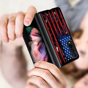 BPQOJB Galaxy Z Fold 4 Case for Samsung Galaxy Z Fold 4 Case American Flag Pattern Design Slim Thin Hard PC Shock Proof Protective Phone Cover Case for Samsung Z Fold 4 7.6 inch 2022