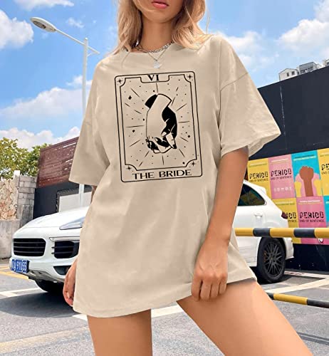 Bride Shirt Womens Oversized T Shirts Bachelorette Party Shirts Bachelorette Gifts for Bride Casual Short Sleeve Oversized Tops Khaki