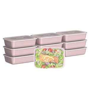 bentgo® prep 1-compartment containers - 20-piece meal prep kit with 10 trays & 10 custom-fit lids - durable microwave, freezer, dishwasher safe reusable bpa-free food storage containers (blush pink)