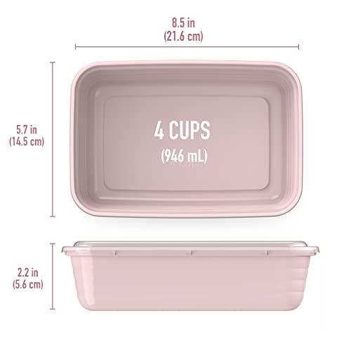 Bentgo® Prep 1-Compartment Containers - 20-Piece Meal Prep Kit with 10 Trays & 10 Custom-Fit Lids - Durable Microwave, Freezer, Dishwasher Safe Reusable BPA-Free Food Storage Containers (Blush Pink)