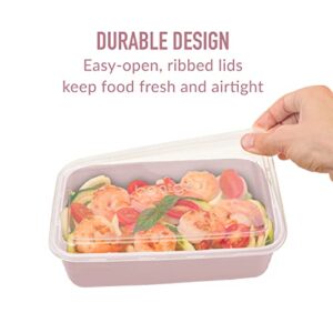 Bentgo® Prep 1-Compartment Containers - 20-Piece Meal Prep Kit with 10 Trays & 10 Custom-Fit Lids - Durable Microwave, Freezer, Dishwasher Safe Reusable BPA-Free Food Storage Containers (Blush Pink)