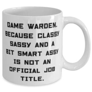 Game Warden. Because Classy Sassy and a Bit Smart Assy. 11oz 15oz Mug, Game warden Present From Friends, Best Cup For Friends, Game warden appreciation gifts, Game warden retirement gifts, Game